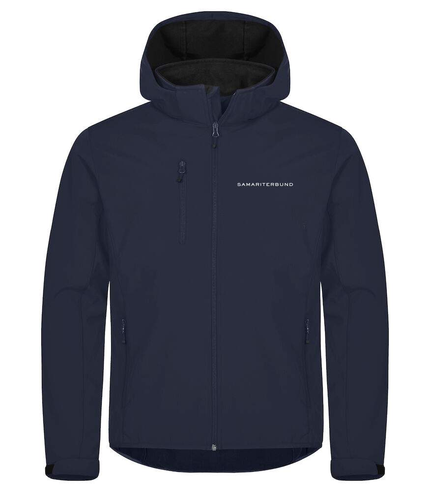 ASB&Ouml; B&uuml;ro/Freizeit Softshelljacke Navyblau mit wei&szlig;en Samariterbund Schriftzug - Vorderseite
