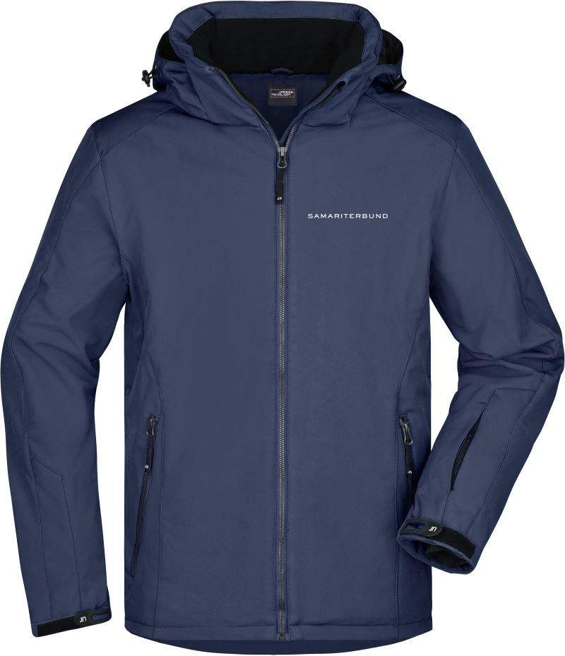 ASB&Ouml; B&uuml;ro/Freizeit Winterjacke Navyblau mit wei&szlig;en Samariterbund Schriftzug auf der linken Brust - Vorderseite