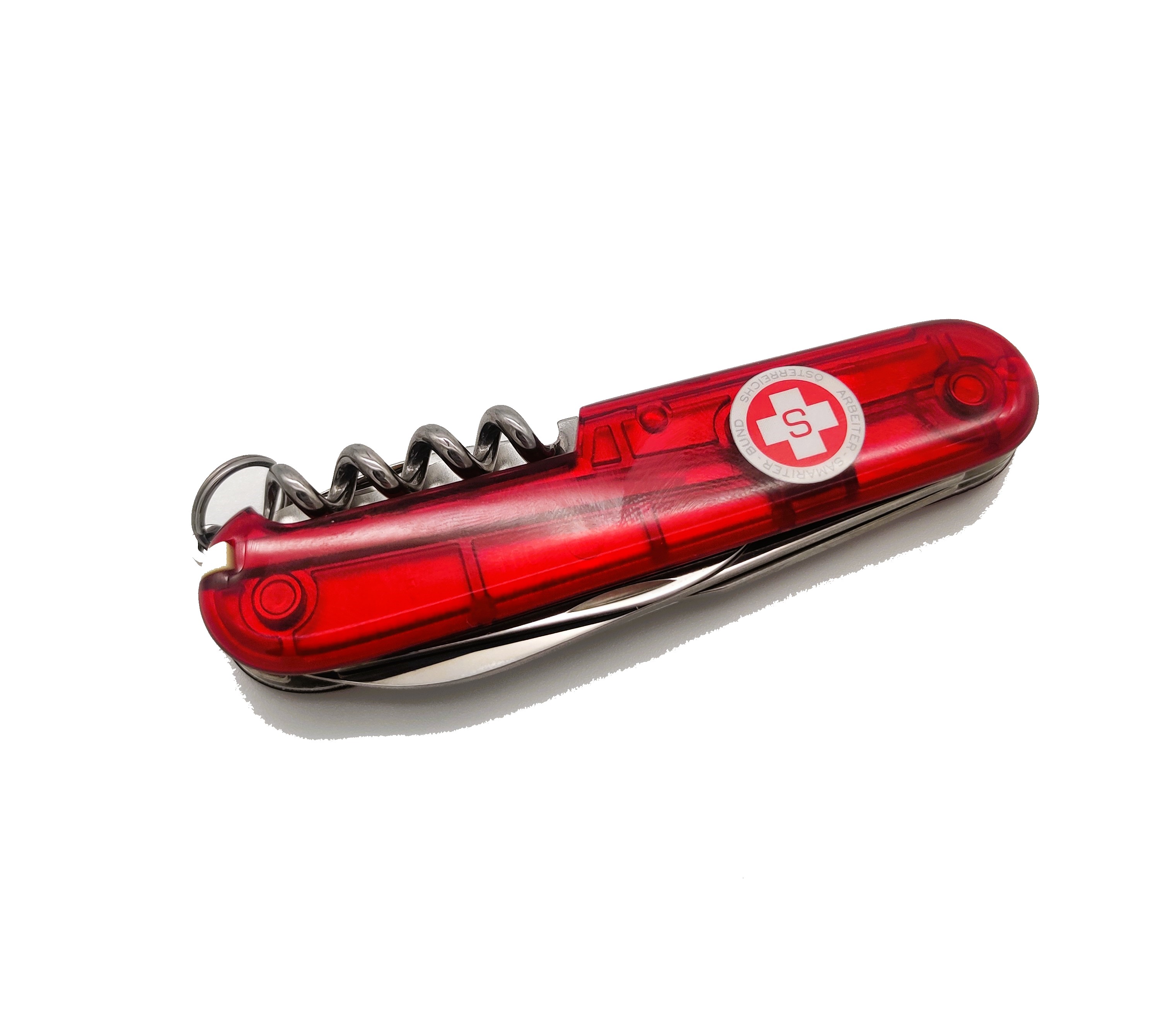 rotes Taschenmesser mit Samariterbund Logo 