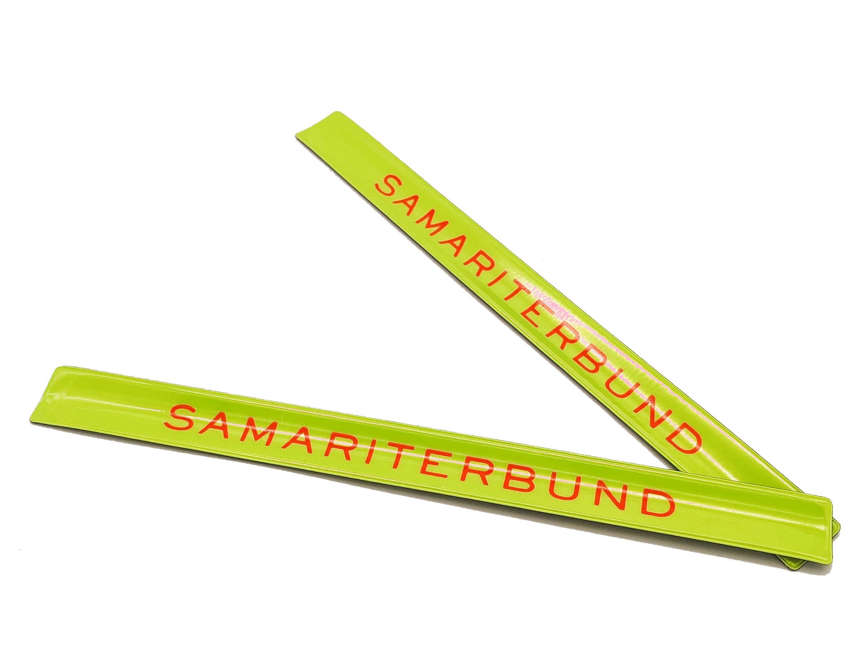 Klatschband gelb mit rotem Samariterbund Schriftzug 
