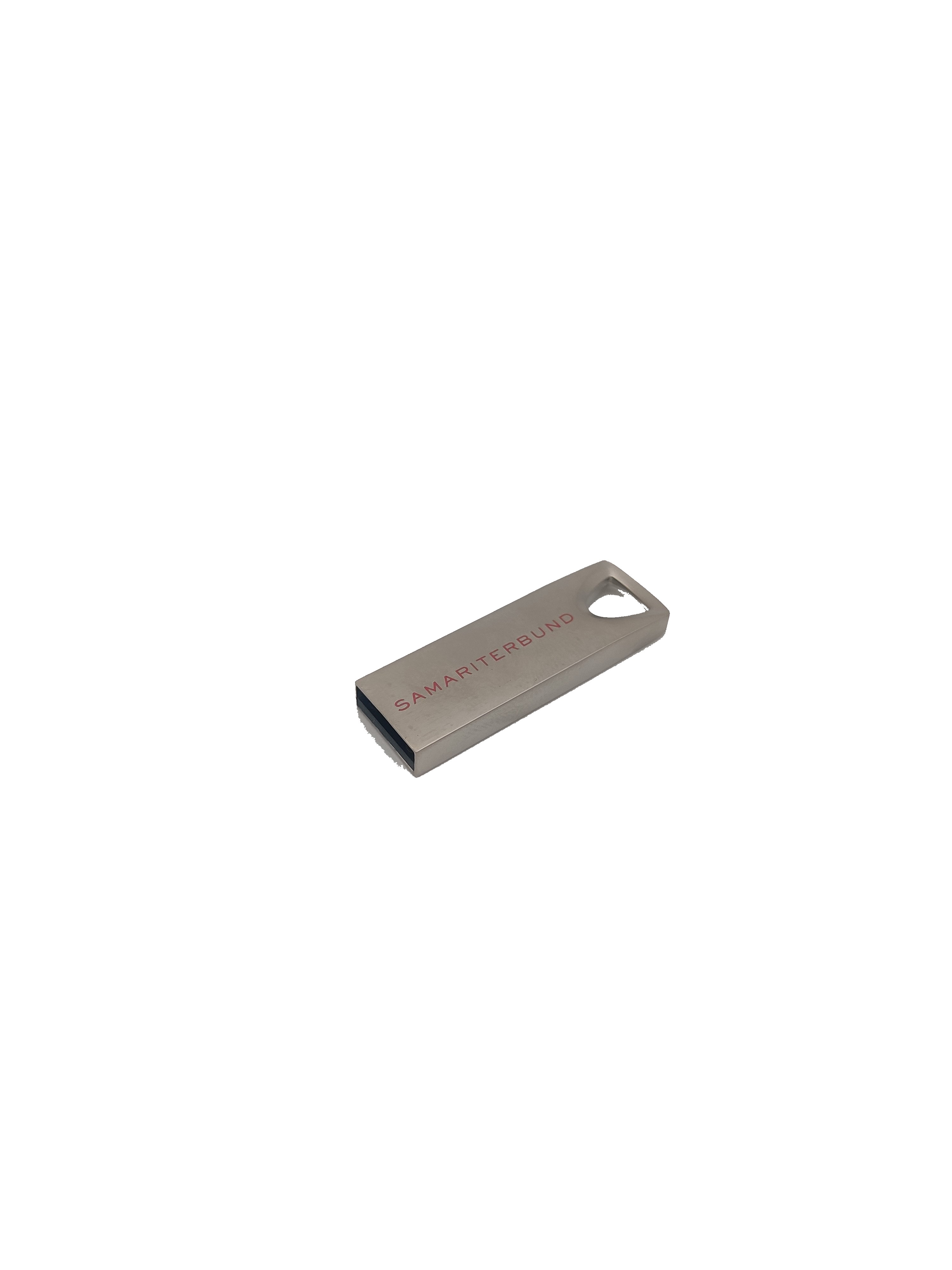 USB Stick silber mit Samariterbund Schriftzug in rot 